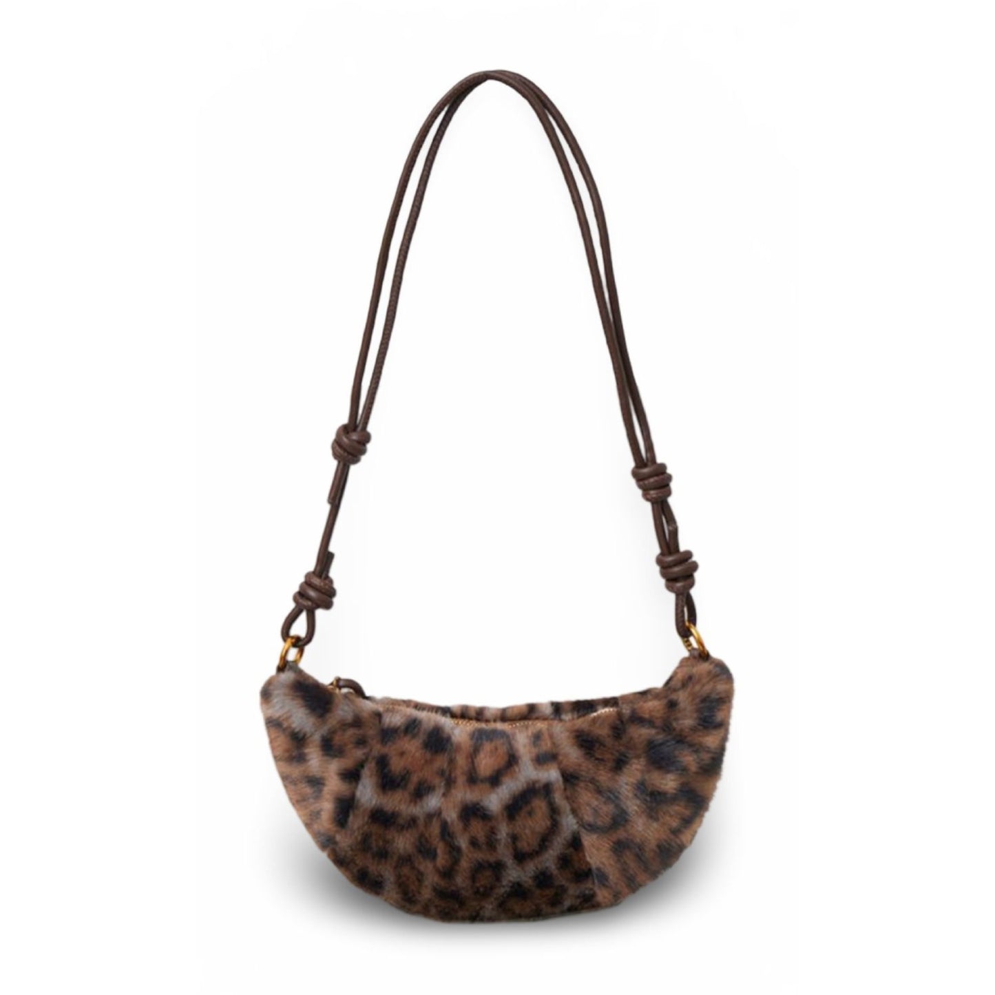 Croissant Bag Faux Fur Leopard - Brown