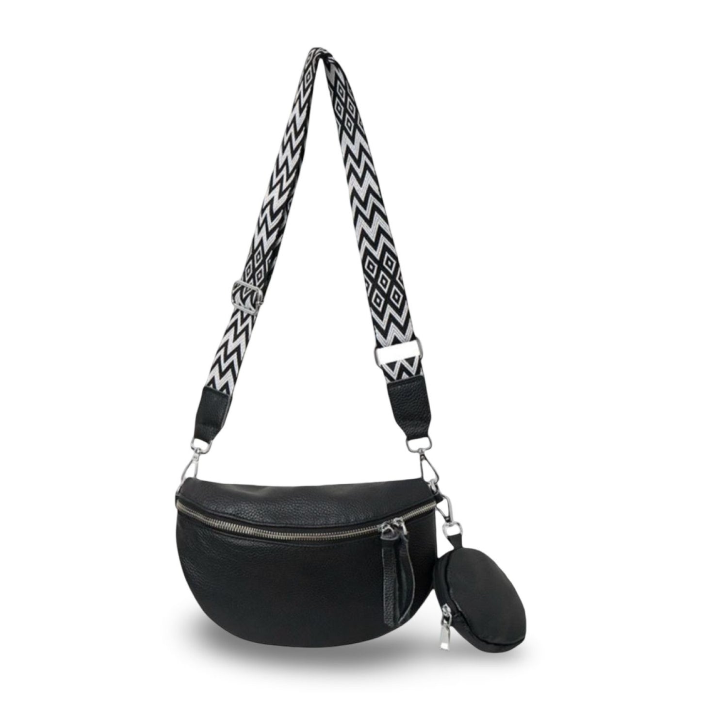 Leather Bum Bag & Coin Purse - Black