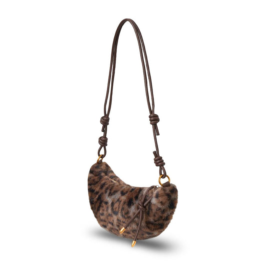 Croissant Bag Faux Fur Leopard - Brown