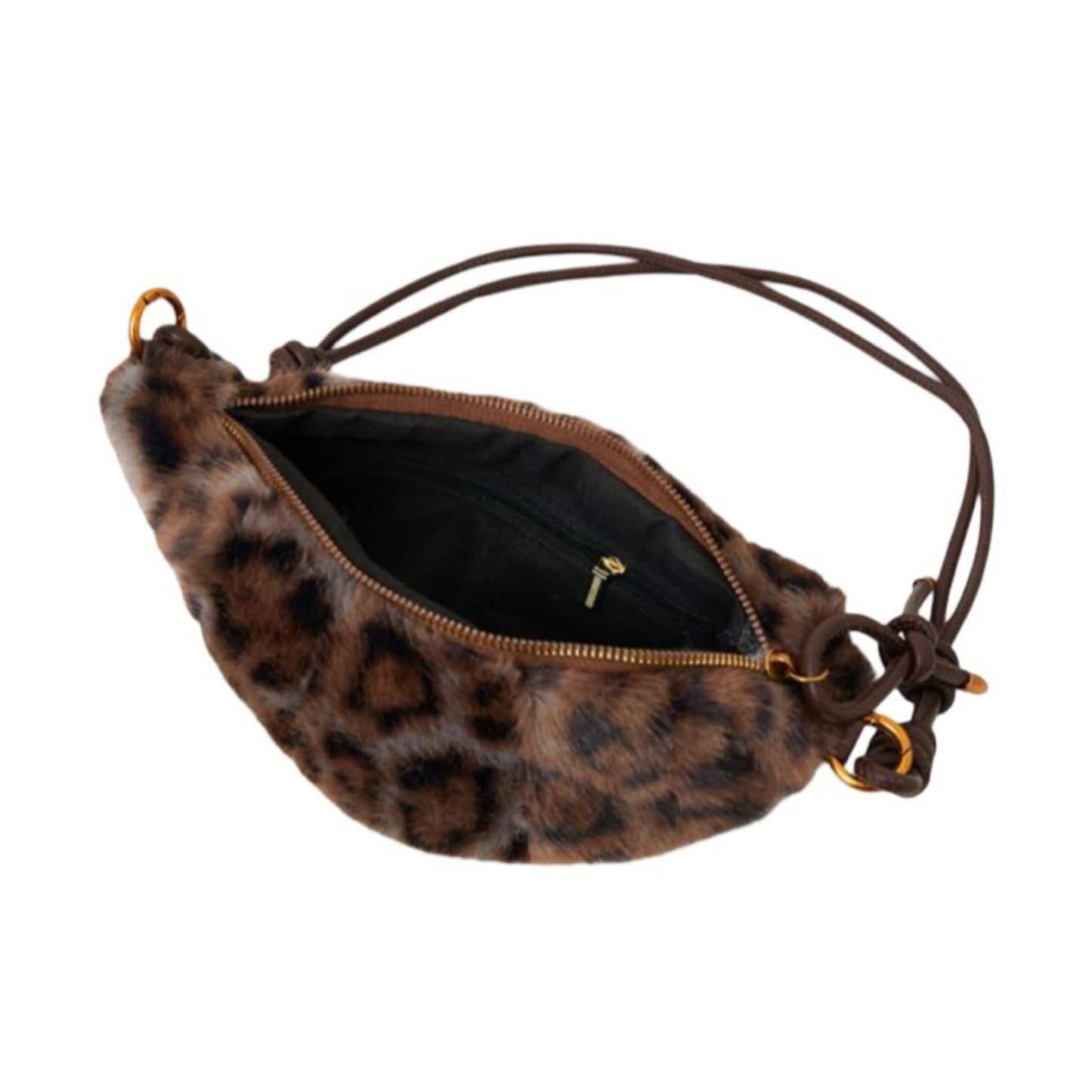 Croissant Bag Faux Fur Leopard - Brown