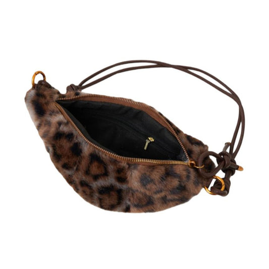 Croissant Bag Faux Fur Leopard - Brown