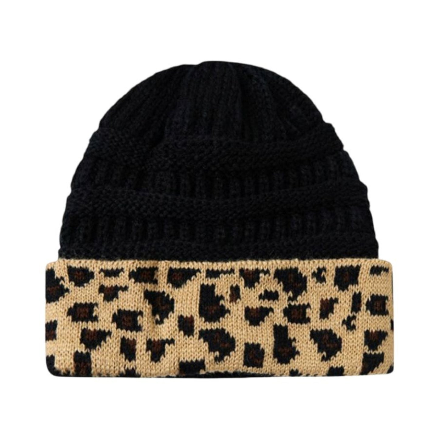 Leopard Band Beanie - Black
