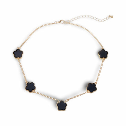 Necklace - Gold with Black Daisies