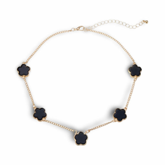 Necklace - Gold with Black Daisies